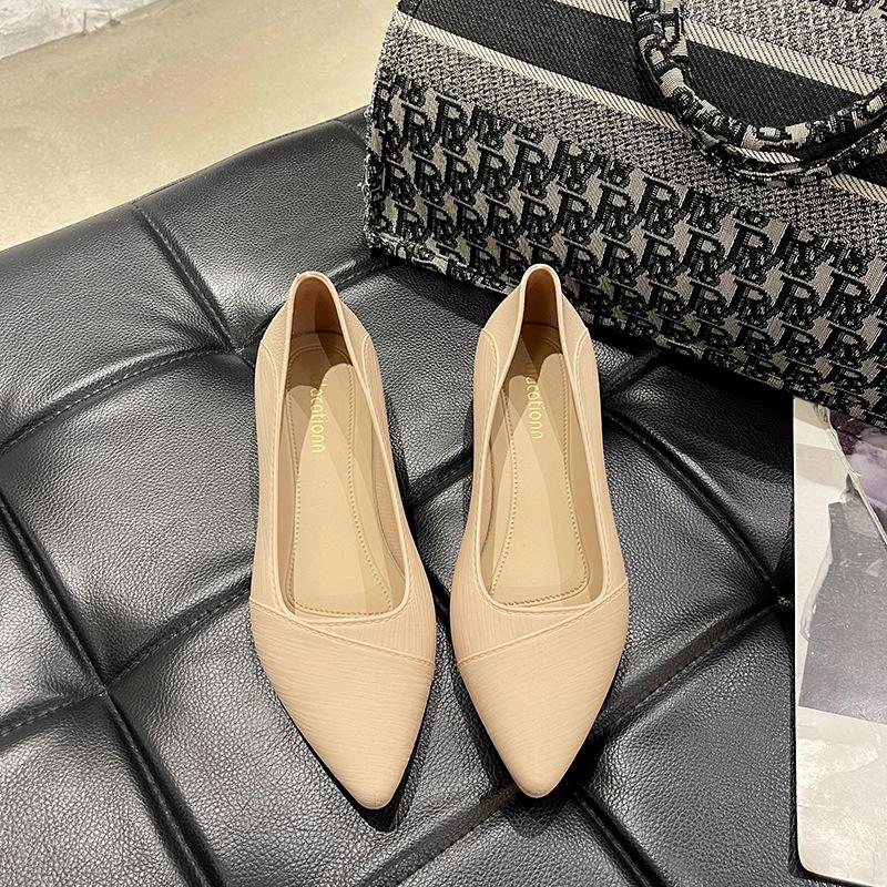 

Жіночі професійні робочі туфлі корейського стилю, модні туфлі з гострим носком на низькому підборі з закритим носком, однотонні, з низьким підйомом, ледачі, на один крок 40 хакі