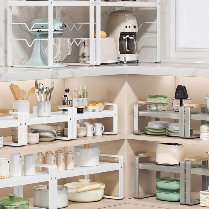 006-ZWJ-70139A-WH Cabinet Storage Shelf Household Countertop Storage Rack for Kitchen Spice Microwave
