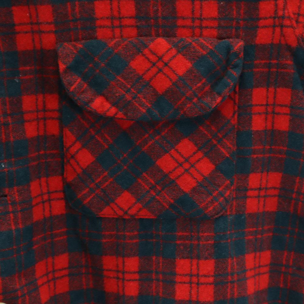 Congress 50s 60s Vintage Made In England Check Pattern Long Sleeve Open Color Flannel Shirt Men's Used