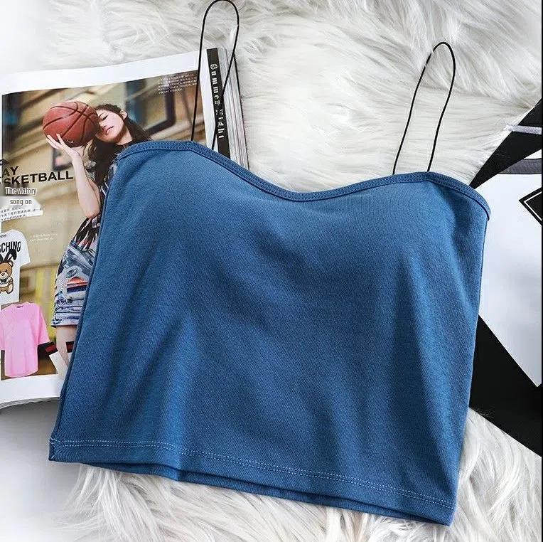 

Топ-майка в рубчик с масляной живописью для инфлюенсеров с нагрудными вкладышами - Женская сексуальная модель на запах для ношения сверху/снизу One Size [Suggested 80-130 lbs]