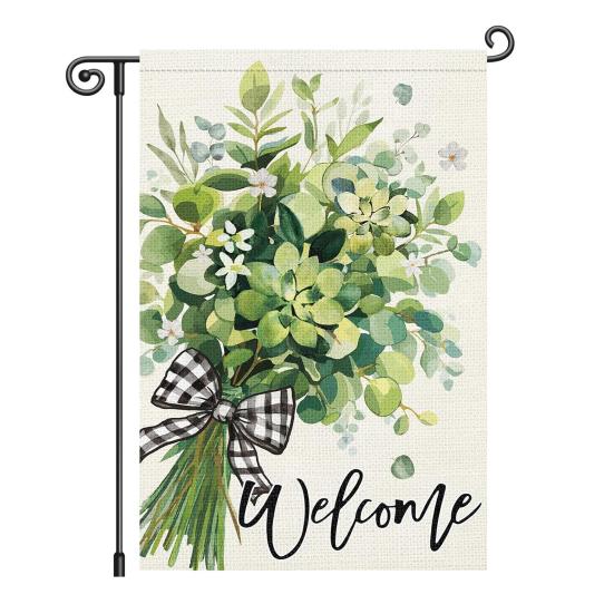 Hello Spring Floral Garden Flag 12x18 Inch Double Sided Colorful Flowers