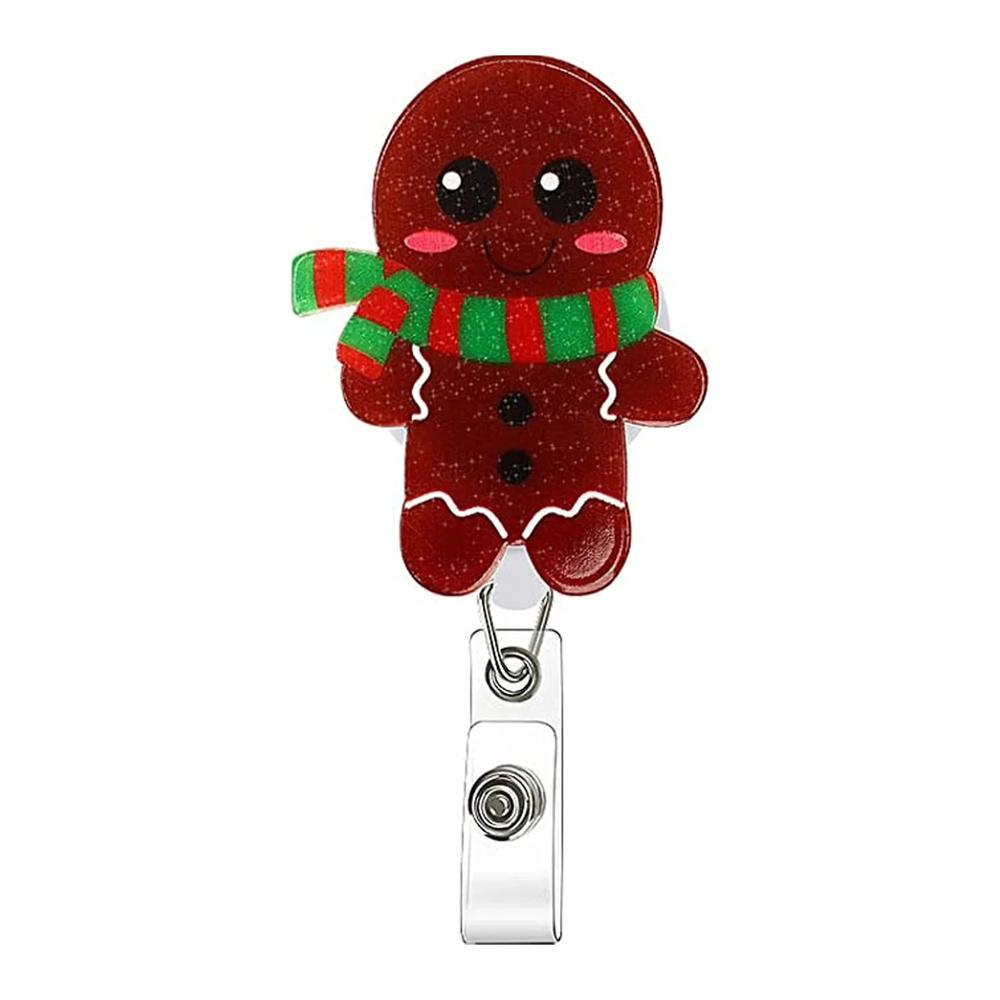 Retractable Christmas Theme Badge Reel For Nurse Id Name Badge Holder Staff Work Card Clip Pass Bus Card Sleeve Clip Reel