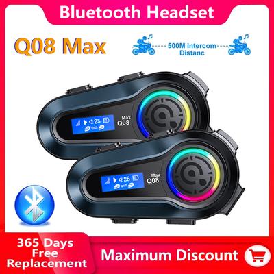 Q08 Max Motorcycle Helmet Bluetooth Intercom Summer LCD HD Digital Display Music Sharing Intercom Distance 500 Meters Waterproof