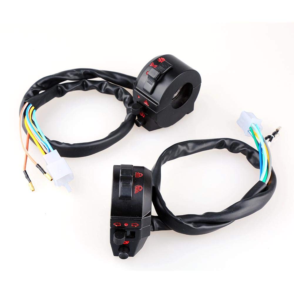 Pair Left & Right Motorcycle Switch Controller Left and Right Handlebar Switch Multifunction Head