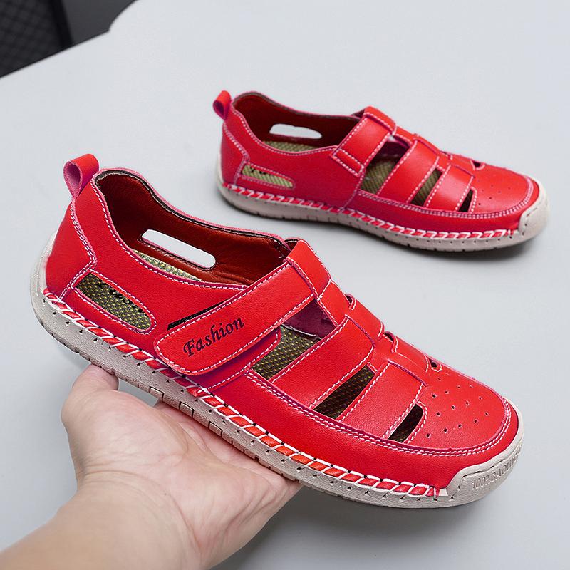 

Women s Sandals Summer Red Hiking Shoes Black Beach Flat Shoes Casual Soft Roman Sandals for Girl Plus Size EU:44