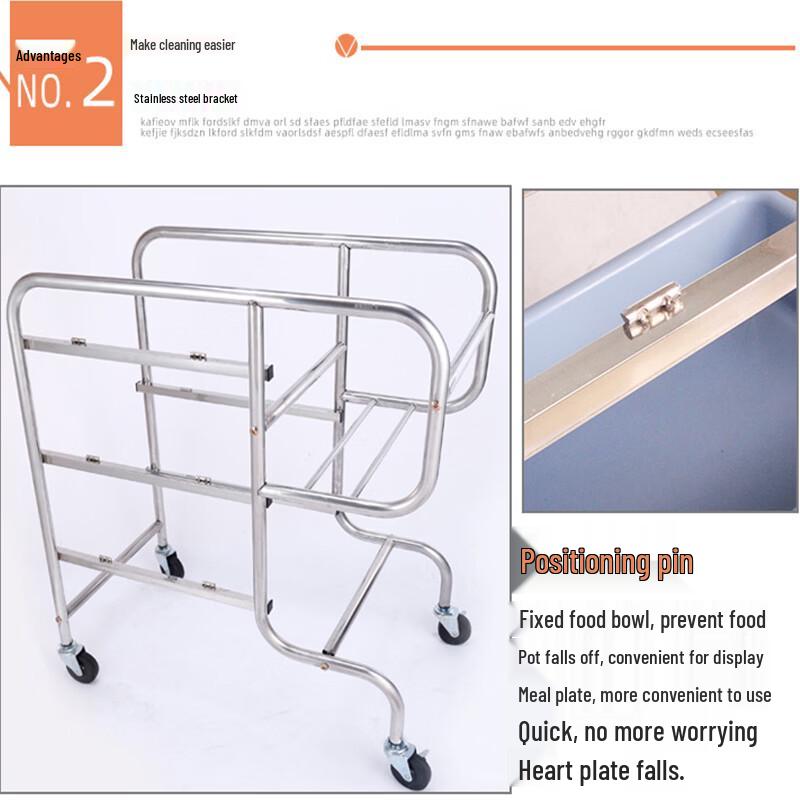 Multi-functional Food Service Cart with Trash Bin
