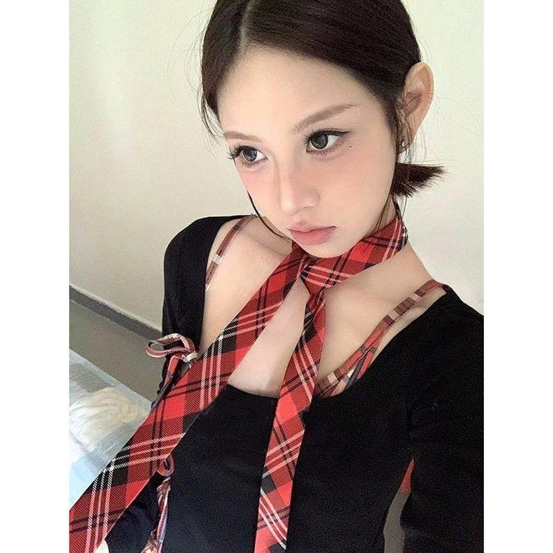Long Skinny Plaid Striped Waist Belt With Jeans Necktie Scarf Decorative Accessory Personality Hairband Fashionable Accessory