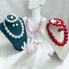 Vintage Style Necklace Bracelet Earring Ring Sets Light Luxury French Pearl Necklace  Women