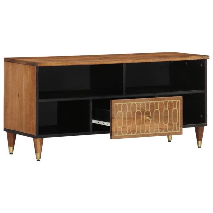 VidaXL TV Cabinet 100x33x46 Cm Solid Mango Wood, TV Stand, Media Cabinet, Hi-fi Cabinet, TV Unit, Multimedia Cabinet, 358300