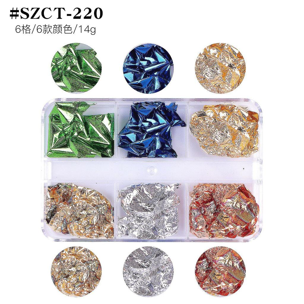 12 Grid Box Nail Art Jewelry Gold Foil Nail Art Gold Foil Color Foil Nail Art Jewelry Diy Mixed Combination