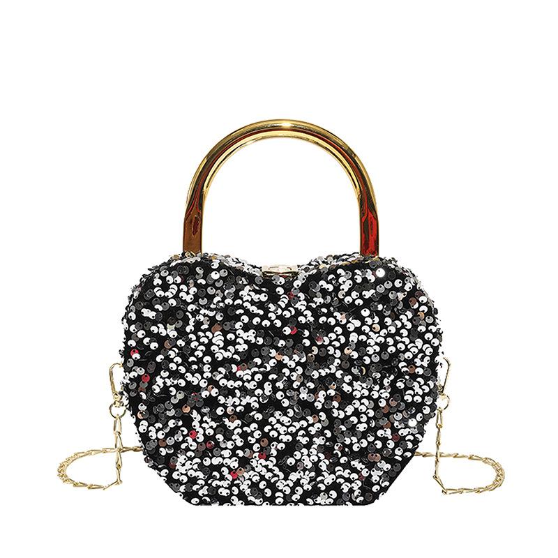 

Luxury Diamond Inlay Apple Shape Crystal Clutch Purse Sequin Evening Wedding Party Shoulder Bag Handle Rhine Mini Handbags