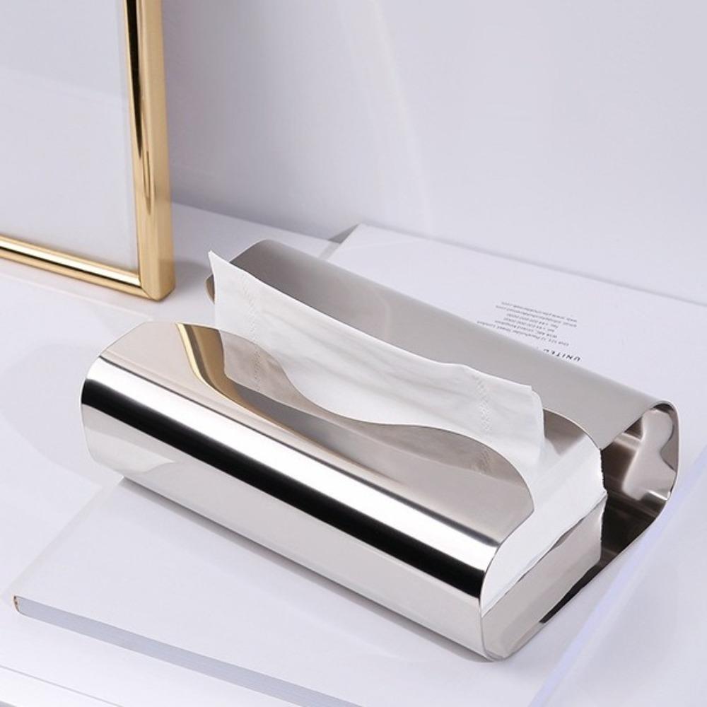 Silver Mirror Napkin Holder Stainless Steel Tissue Case Practical Paper Storage Box  Hotel