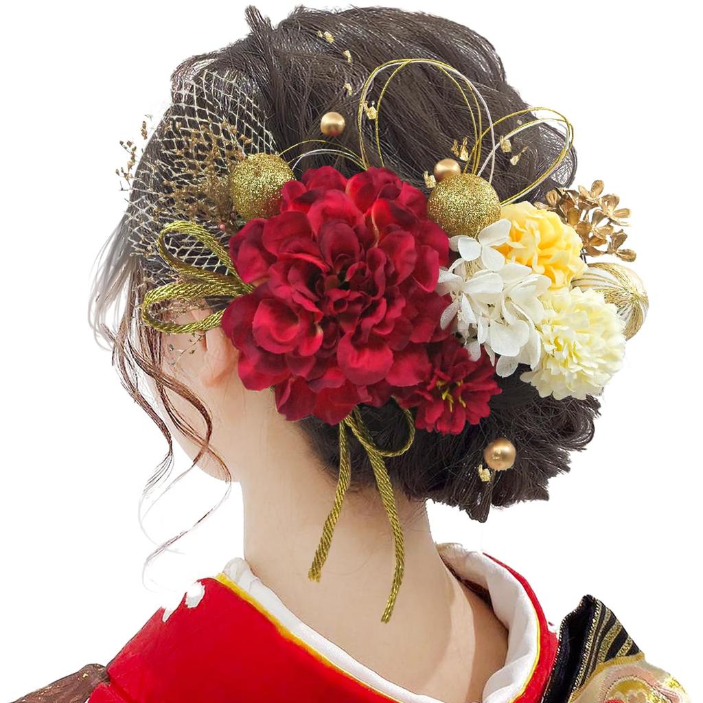 JZOON Colors Set of Dried Flower Hair Artificial Flower Japanese Red Hair Gold Perfect for and Other Japanese Includes a Dedicated A1554 [10