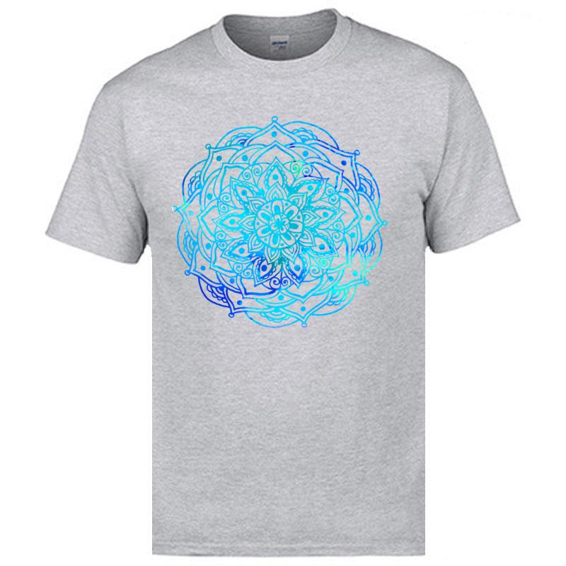 Classic Mandala Pattern Mens Tshirts High Quality Short Sleeve Casual Slim Fit Tops T Shirt Flower Print Buddha OM T-Shirts