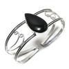 Bracciale Rigido in Argento Sterling 925 con Pietra Naturale di Onice Nero Regolabile AC-1434