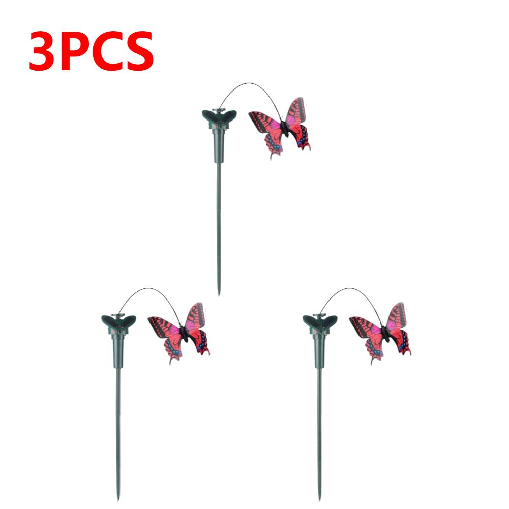 1-5PCS Garden Dancing Ornament Solar Powered Flying Wobble Cute Animal Fluttering Butterfly Ornament Yard Outdoor Lawn Decor