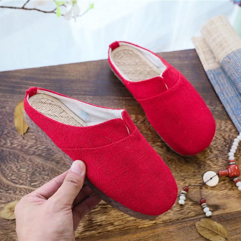 Dali's new linen, breathable cotton and linen, sweat-absorbing feet, half a pack of slippers, couple's Zen shoes, female lay man, Chinese drag