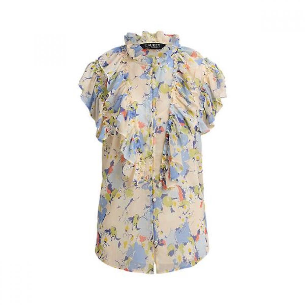 Lauren Ralph Lauren Floral Ruffle Trim Georgette Shirt Wmlrshtsn820141400 XS