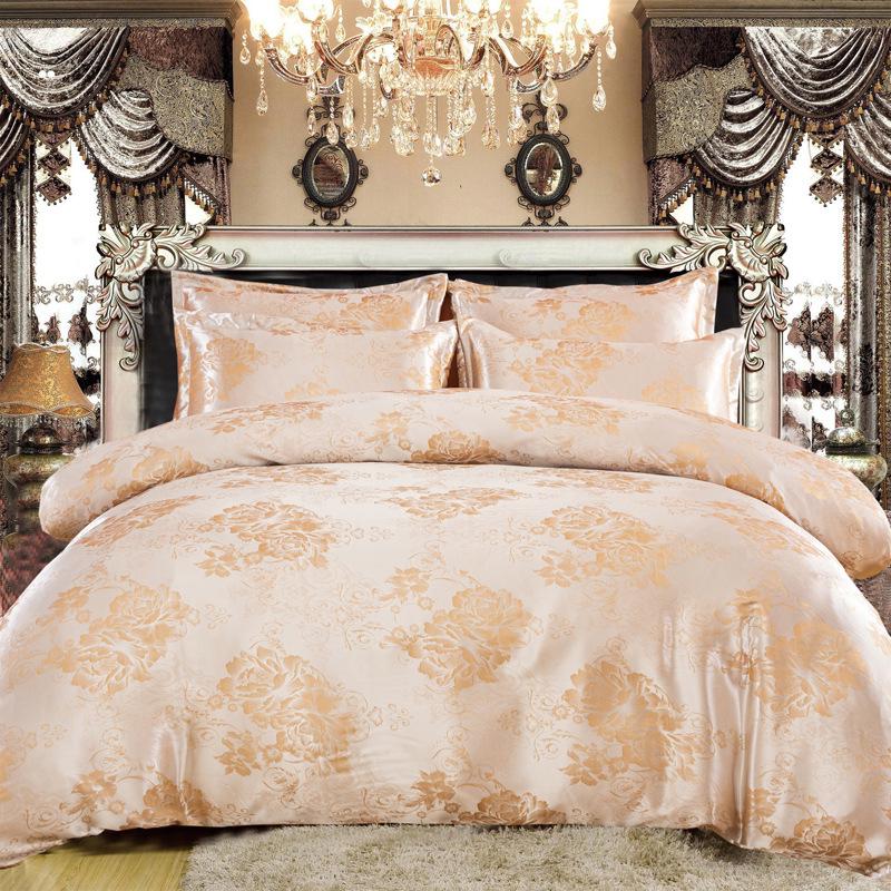 European Silk Cotton Jacquard Wedding Bedding Set - Four-Piece Duvet Cover Gift