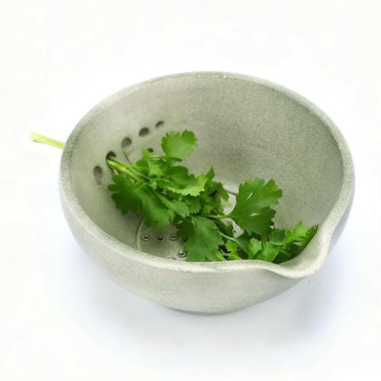 Herb Stripping Bowl Ceramic Herb Leaf Remover Garlic Grinding Bowl Multi-Use Kitchen Herb Stripper