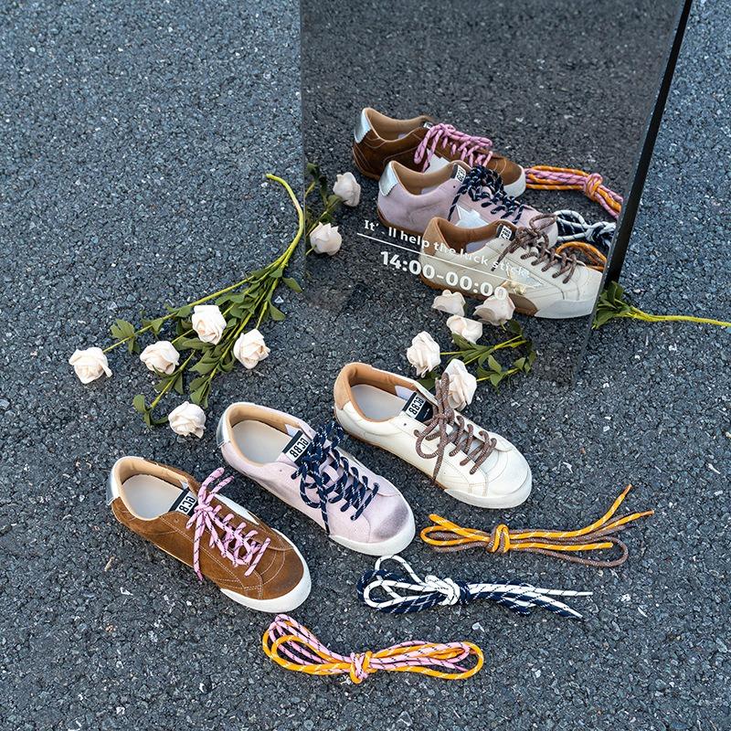 New inner height increase retro old small dirty shoes board shoes women's versatile color matching design casual straps casual shoes