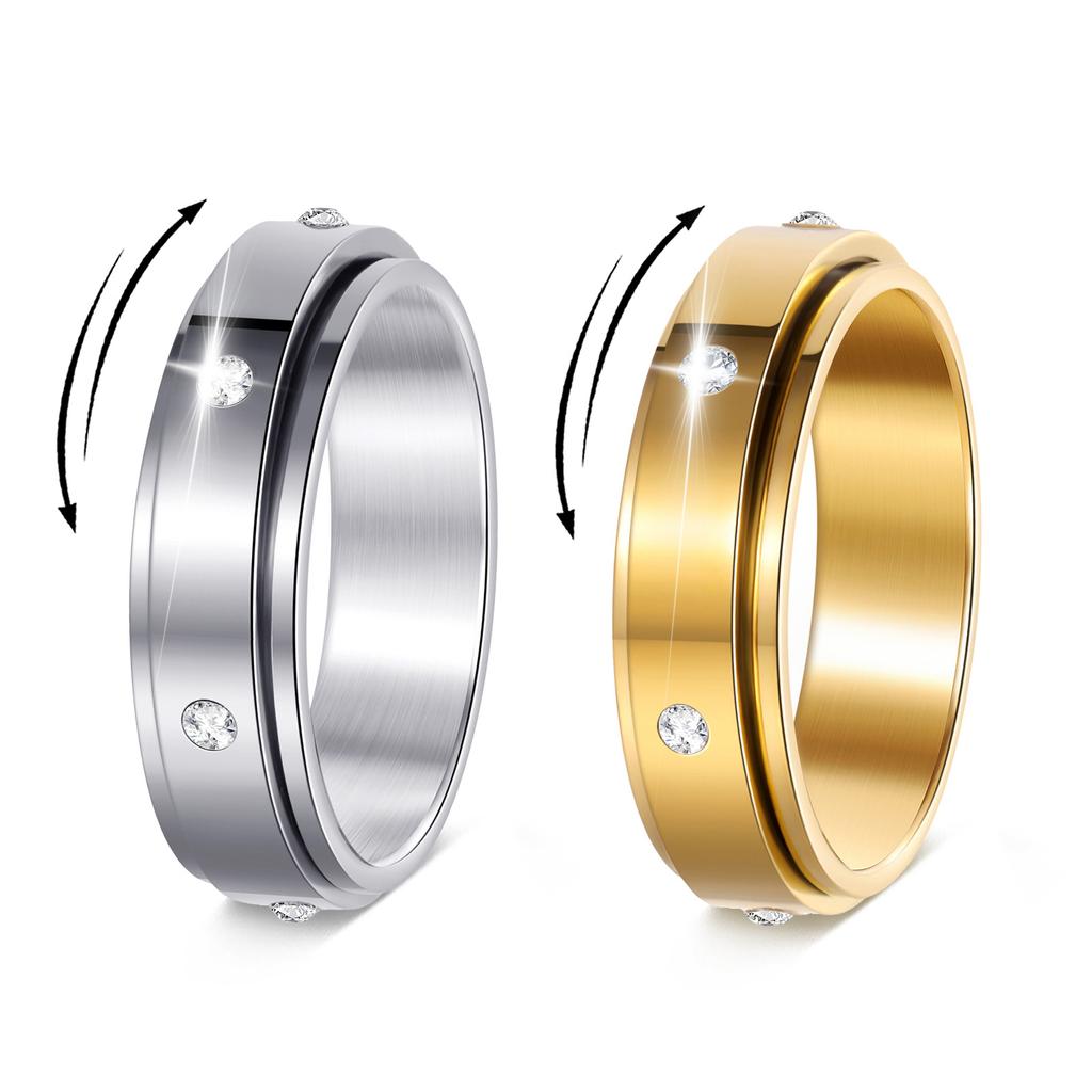 Rotating Decompression Luxury Ring, Exquisite and Trendy Micro-encrusted High-end Ring