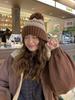 Hairball Loose Knitted Hat Women's Autumn and Winter Ear Protection Warm Cold Hat Cute Thick Wool Hat Winter Big Head Circumference
