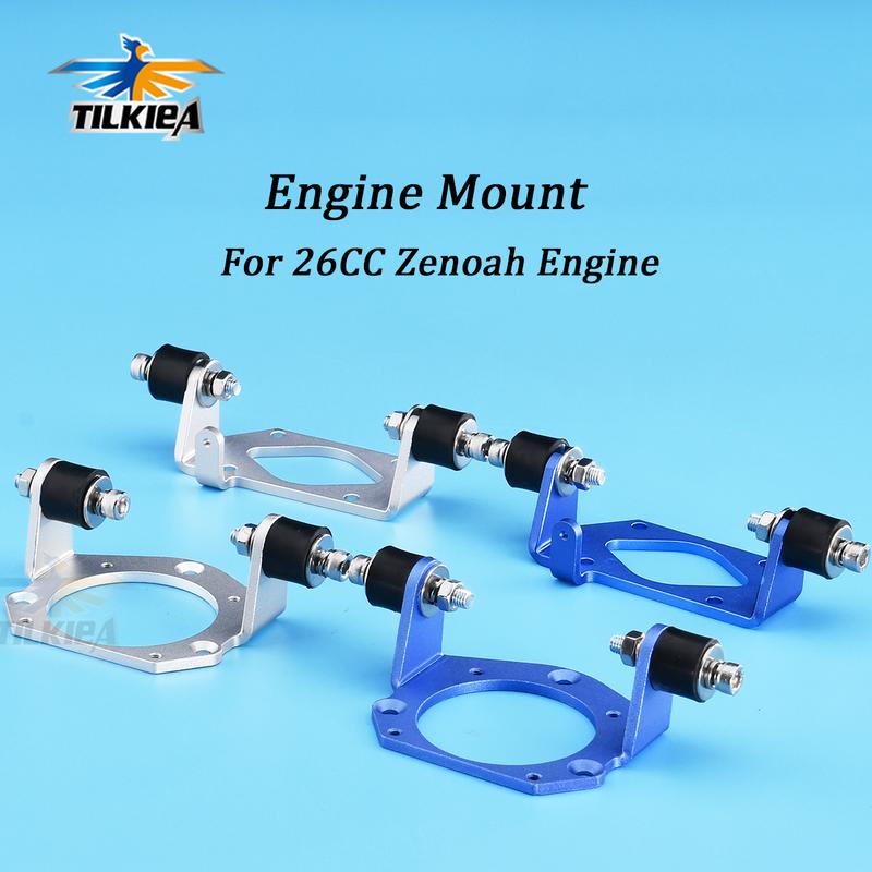 RC Boat Gas Marine Aluminium Engine Mount Fixing Holder / Rubber Shock for Zenoah 26CC/29CC/30CC & QJ26CC Engine