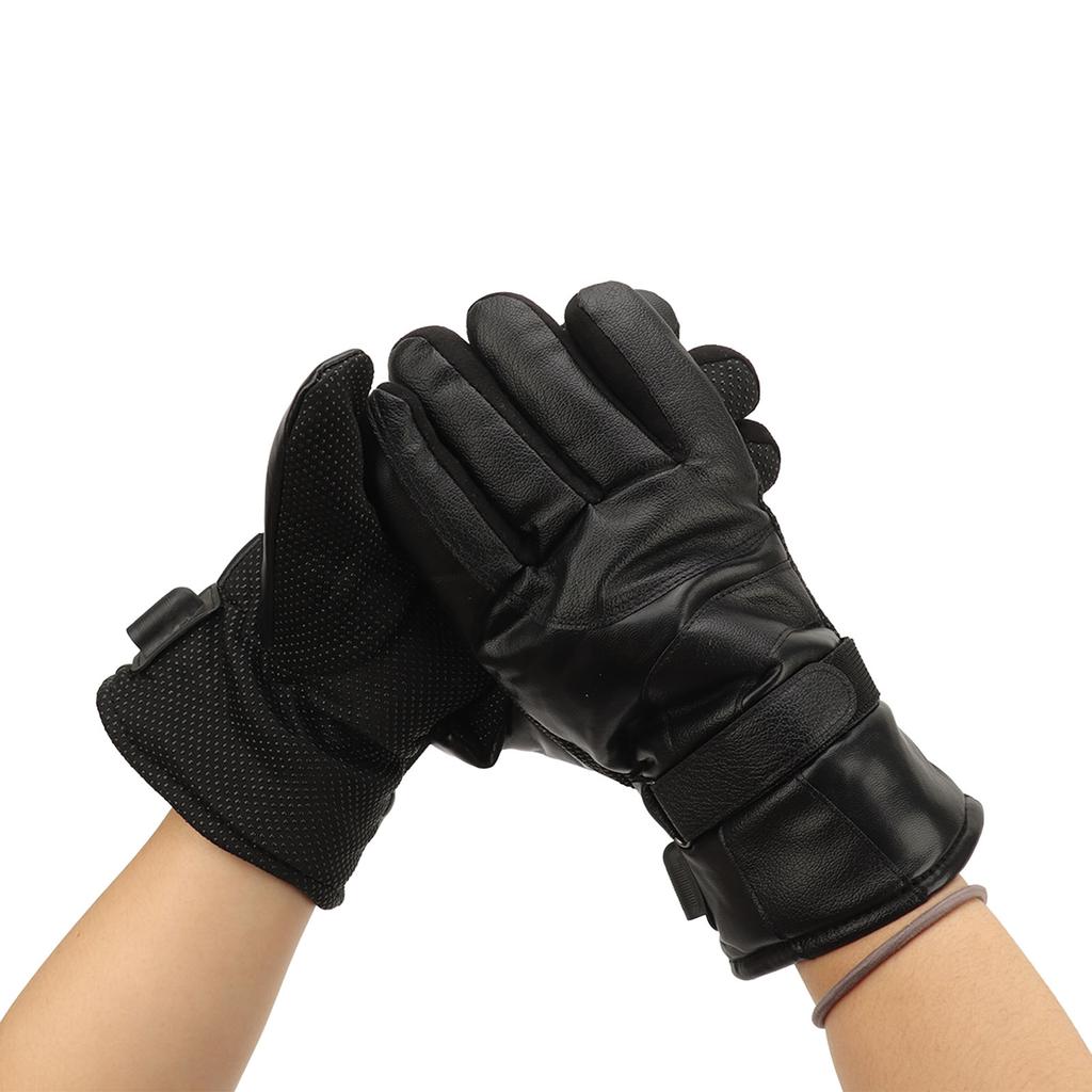 2pcs Heated Gloves USB 5V Waterproof PU Leather Breathable Adjustable Can Touch The Phone Screen Electric Heating