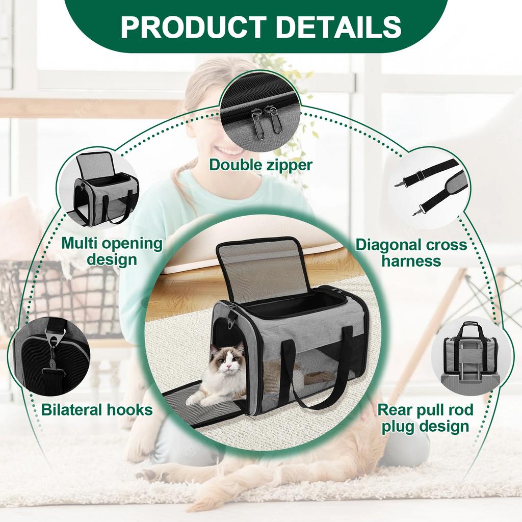Portable Pet Carrier Bag Oxford Cloth Breathable Cat Carrier Bag with Shoulder Strap Pet Supplies Cat Carrier Handbag for Travel