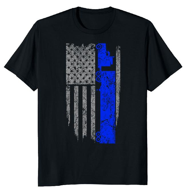 NEW LIMITED Truck Driver Blue Flag Novelty Heavy Cotton Tee XXXL