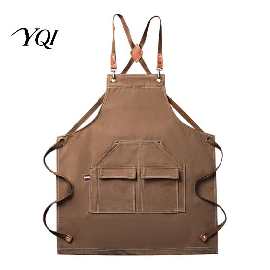 Easy Clean Apron Waterproof Kitchen with Pockets, Chef Cooking for Men Women, Oil Resistant Cross Back Work Barista, Gardening, Painting Craft