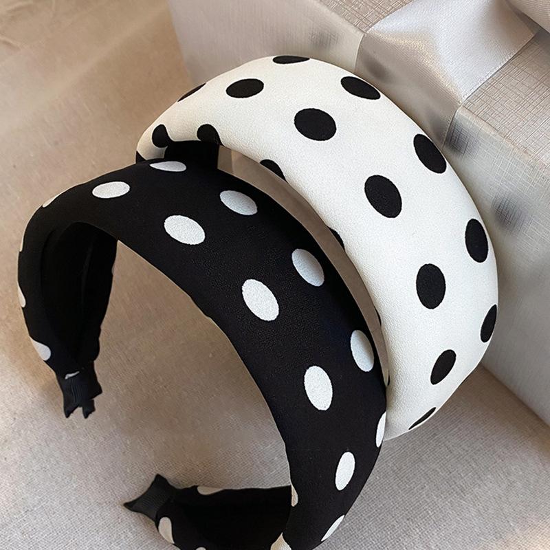 Fabric Satin Polka Dot Fashion Headband Retro Going Out Versatile Headband Niche Personality Simple Hair Accessories