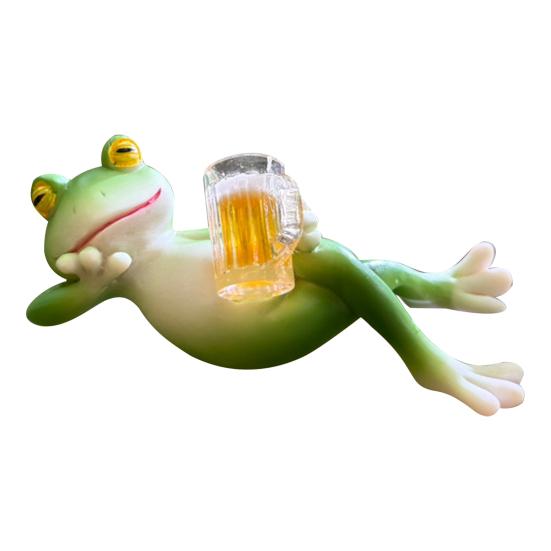 Frog Garden Statue Planter Hugger Drinking Frog Flower Pot Edge