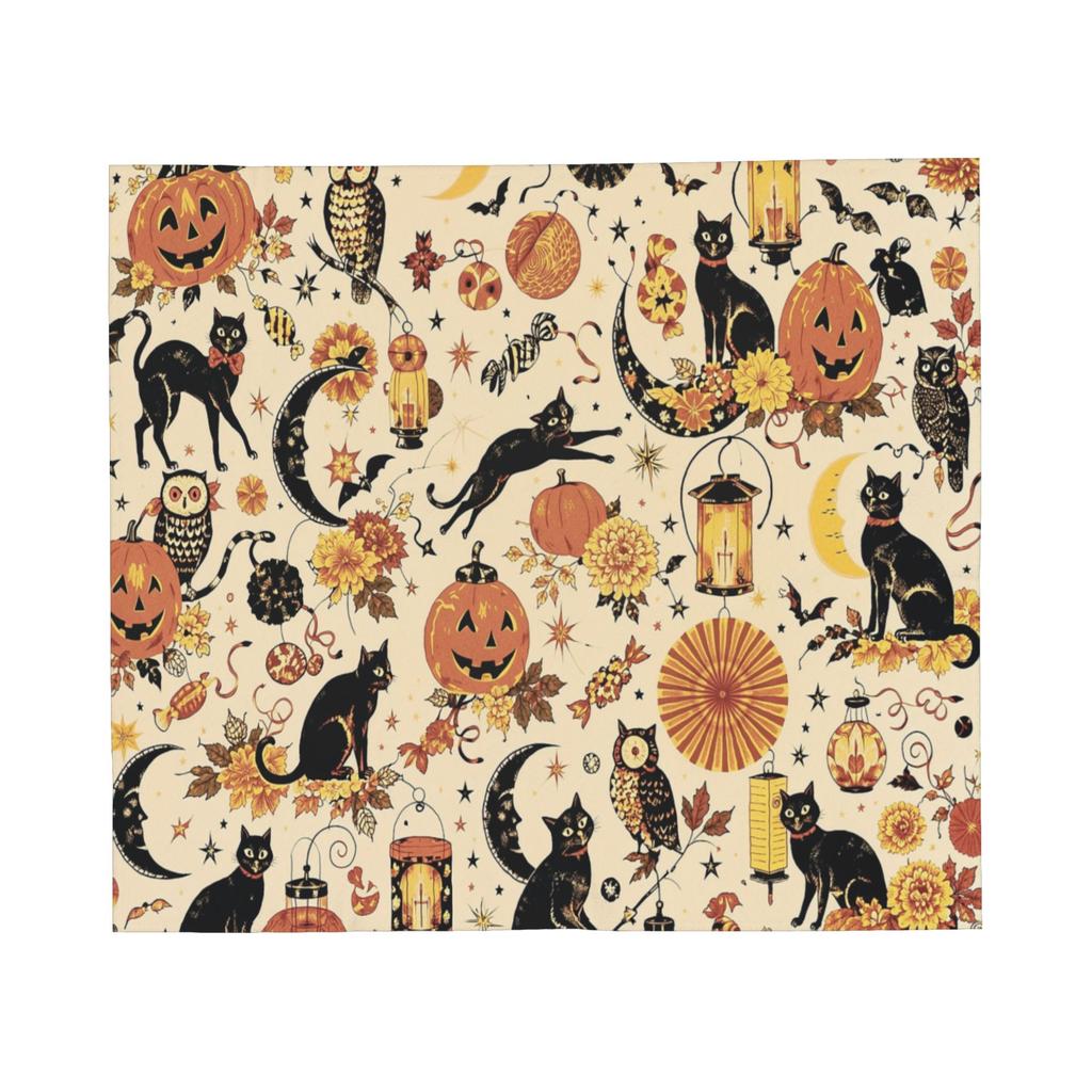 Halloween Black Cats Knitted Blanket Witchy Spooky Flannel Throw Blankets Home Couch Personalised Ultra-Soft Warm Bedspreads