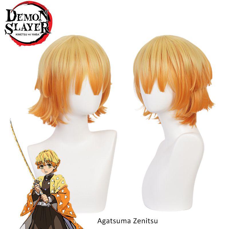 Agatsuma Zenitsu Demon Slayer Perücke Hitzebeständig Kurzes Haar Für Halloween