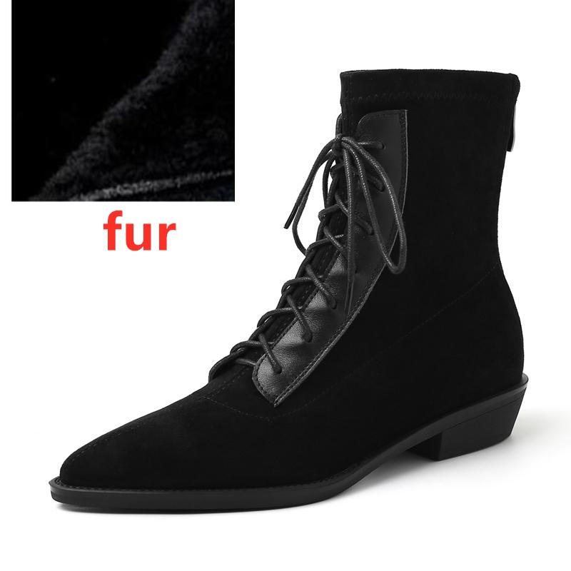 Fashion AIYUQI 2025 New Women's Short Boots Western Girls Pointed Toe Women Ankle Boots Large Size Lace-up Female Boots
