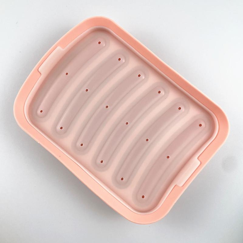 Sausage Maker Mould 6 Grids Silicone DIY Ham Hot Dog Making Moulds With Lid Kitchen Household Sausages Cake Baking Tools Molds