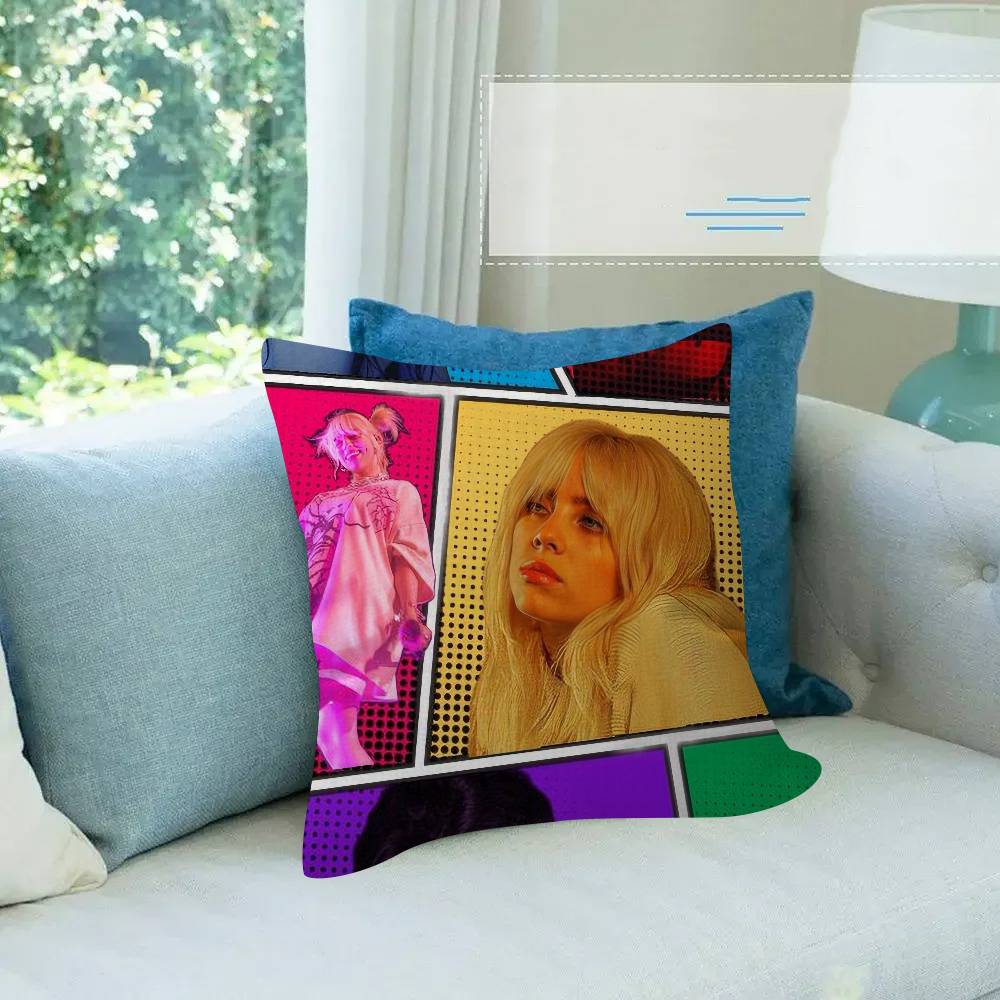 Singer Billie Eilish album Pillowcase toon Gift Cushion Cover Bedroom Home Sofa Chair Seat Decor pillow case
