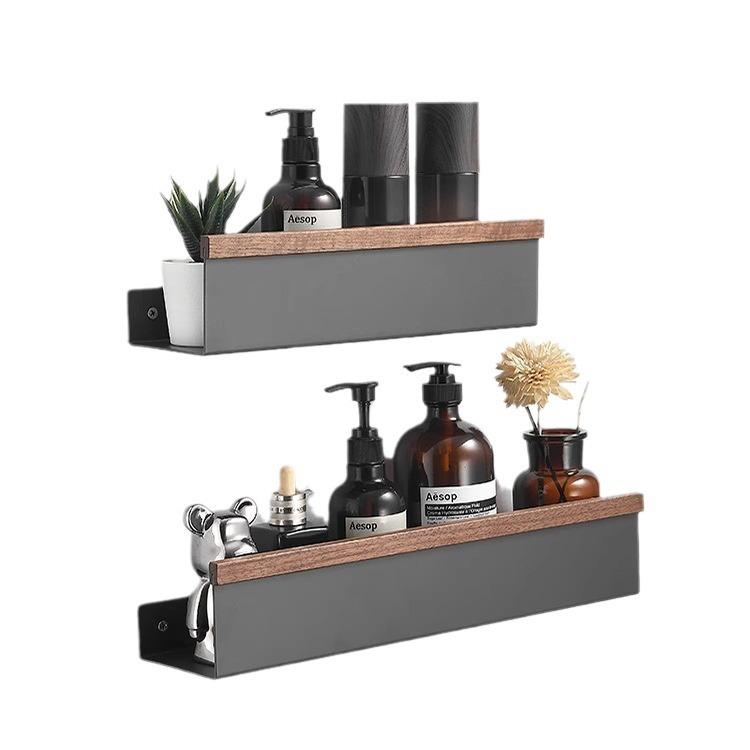 Rafturi de depozitare pentru baie, montate pe perete, fără perforații, din lemn, suport pentru baie, placă pentru condimente, organizator pentru raft de baie, organizator pentru toaletă