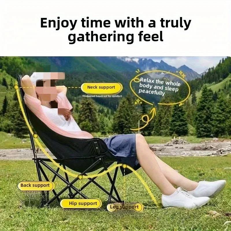 Foldable Moon Chair with High Backrest for Outdoor Fishing, Camping, and Picnics - Portable and Lightweight