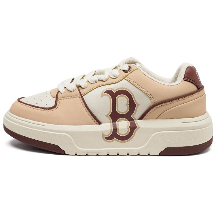 MLB Chunky Liner Cuir Synthétique Vintage Semelle Épaisse Antidérapante Résistante à l'Usure Augmentation de la Hauteur Tige Basse Chaussures de Skate Baskets Unisexes 3ASXCA12N-43BGS 40.5 beige