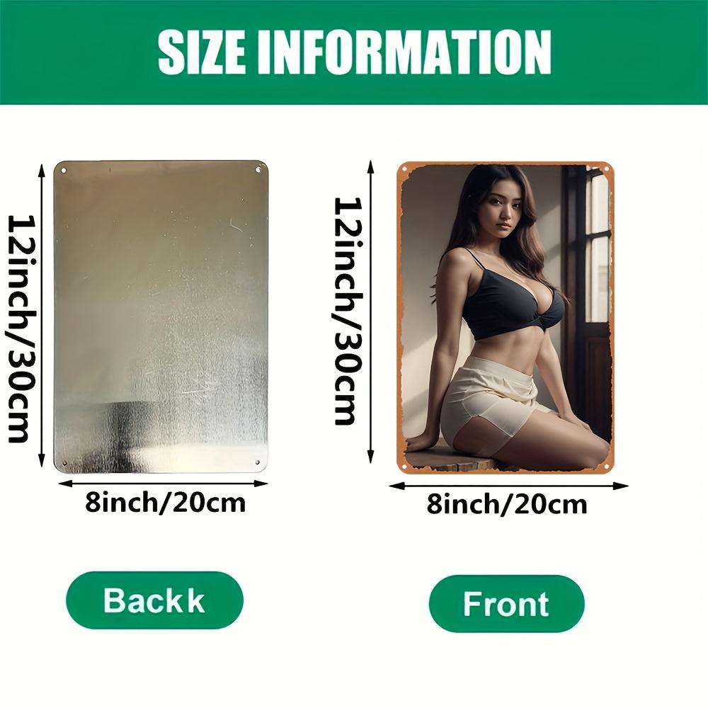 

Hisun Tin Sign HD Metal Tin Sign Stunning Asian Girl in Black Twist Crop Top Beige HighWaist Shorts Vintage Poster Casual Fitness Style Wa 20x30cm
