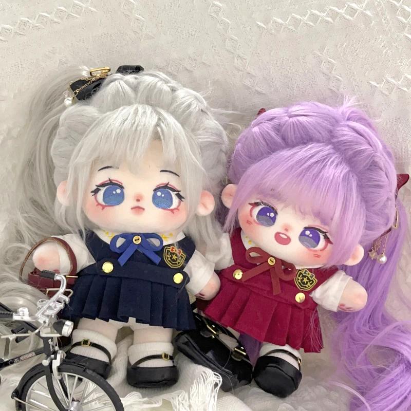 20cm Roztomilá Fialovlasá Bavlněná Panenka Kawaii Nahá Panenka Oblečení Cosplay Anime Figurka Plyšák Oblek Plyšová Hračka Dívčí Dárek k Narozeninám