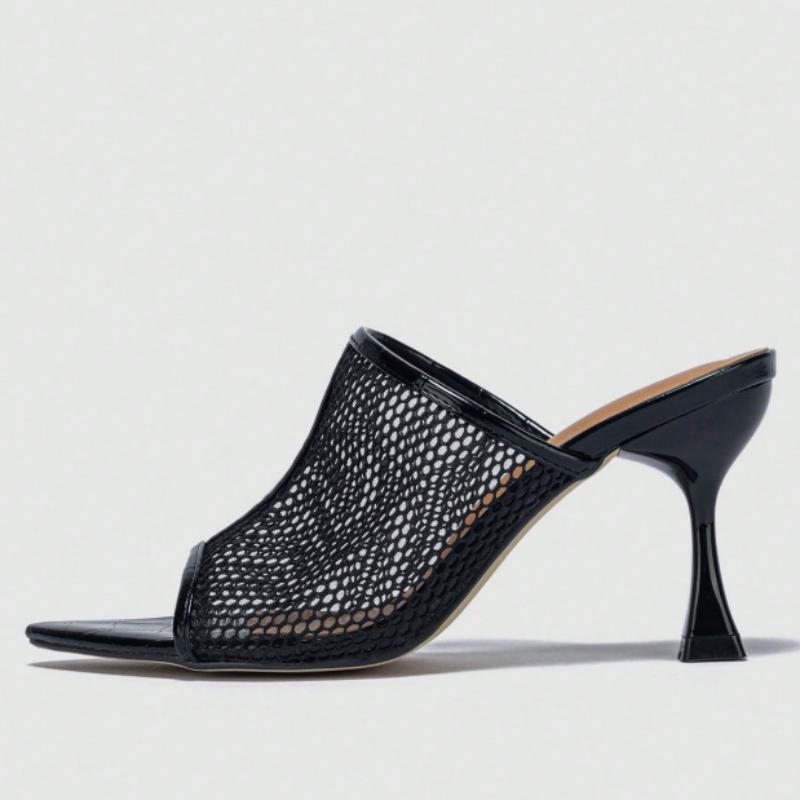 Fashion Sexy Mesh Design Women Sandals Summer Open Toe Thin Heel Pointed Toe Slide Sandals Fashion Party 35-43 Plus Size Dress Shoes