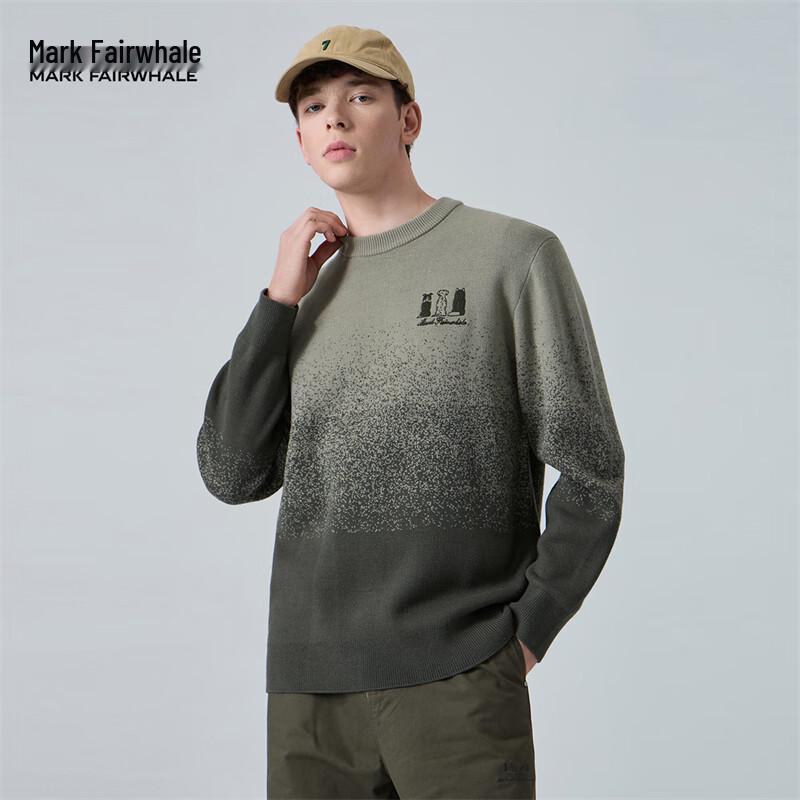 

Mark Fairwhale Men s Gradient Cartoon Embroidered Round Neck Sweater XL