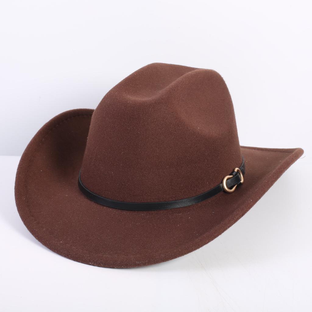 Popular European and American Fashion OL Style One-word Cowboy Hat Men's and Women's High-end Top Hat Jazz Hat Felt Hat