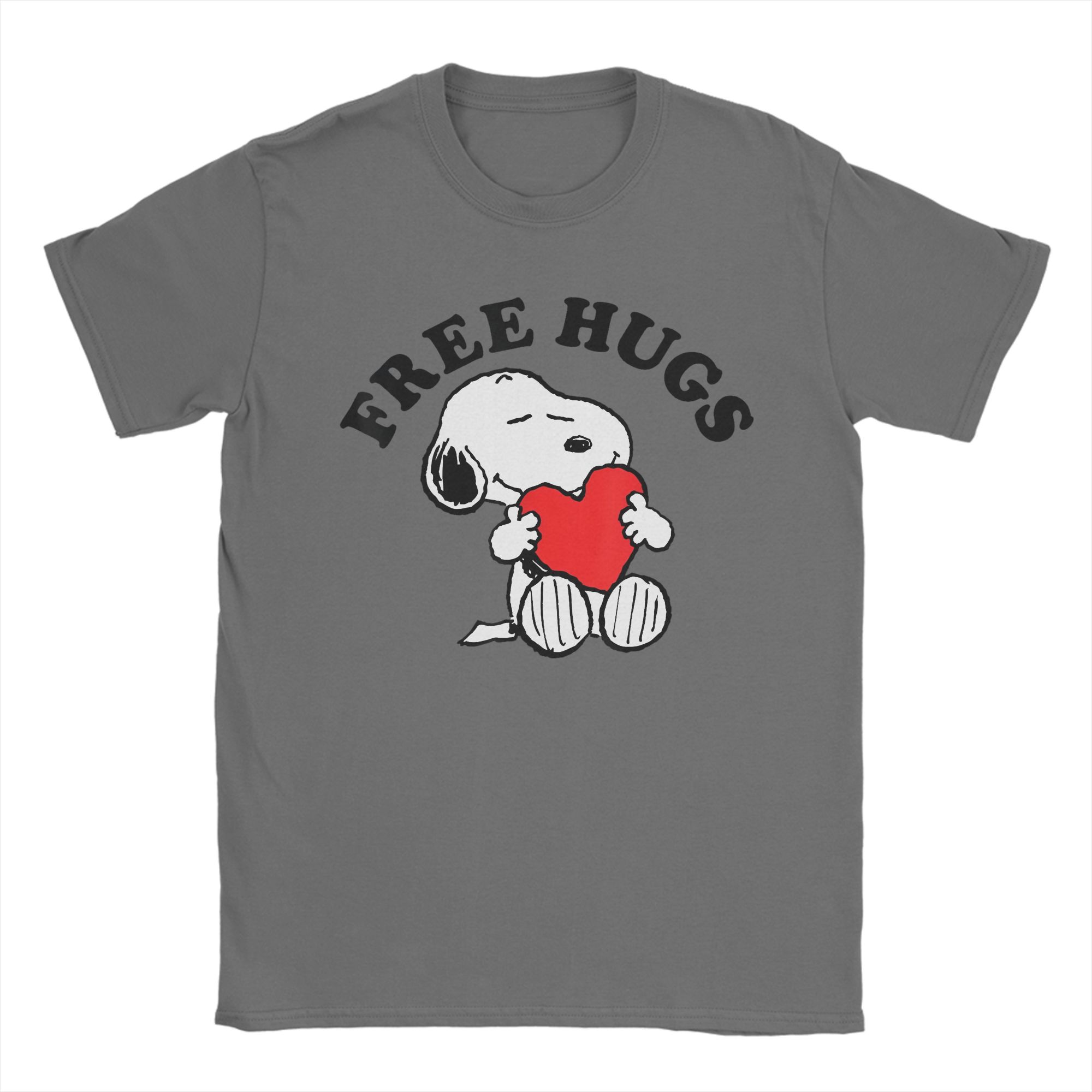 

Хип-хоп футболка Snoopys Free Hugs Мужская футболка с круглым вырезом и коротким рукавом Мультяшная хлопковая летняя футболка Топы 4XL