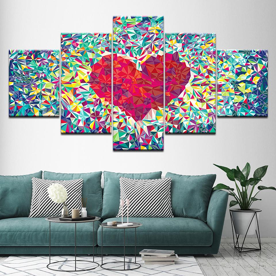 Canvas Painting love Abstract Pattern 5 Pieces Wall Art Painting Modular Wallpapers Poster Print for living room Home Decor