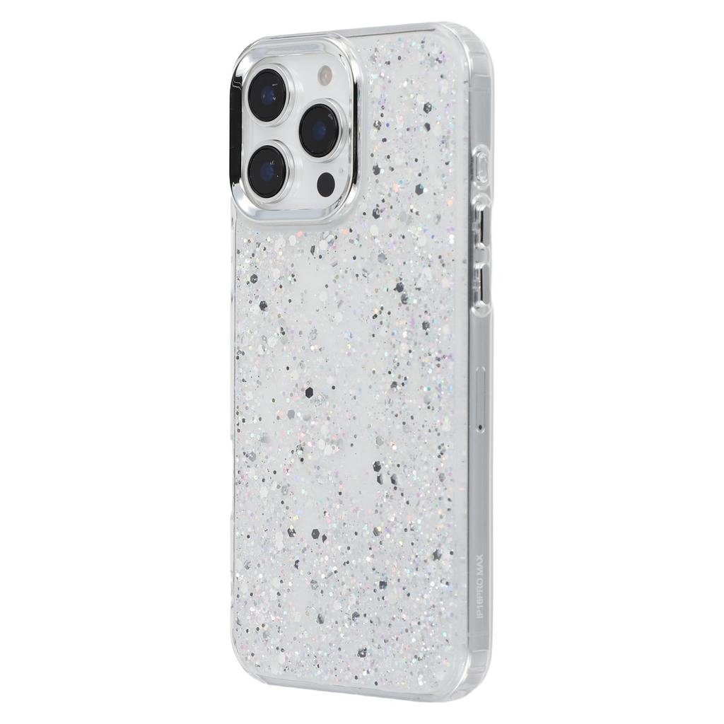 For iPhone 16 Pro Case Epoxy Design Electroplating Soft TPU Phone Back Cover Large Lens Cutout